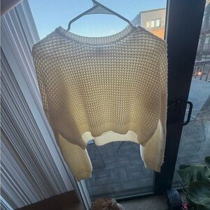Cozy White Knit Sweater Cropped